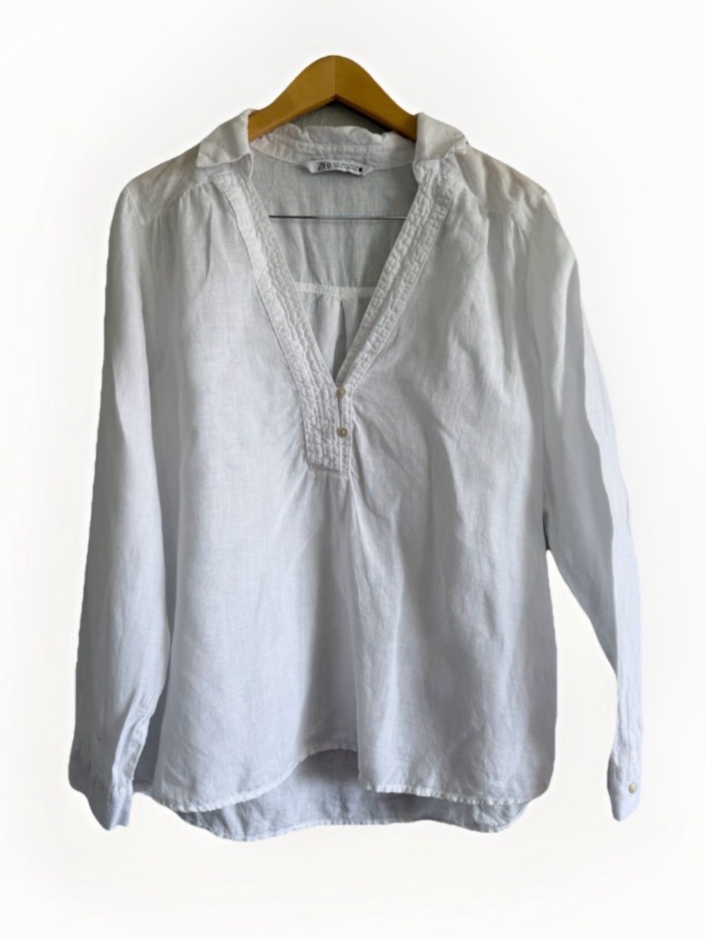 Zara Linen Tunic Top Blouse M Coastal Cowgirl European Summer Beachy Resortwear